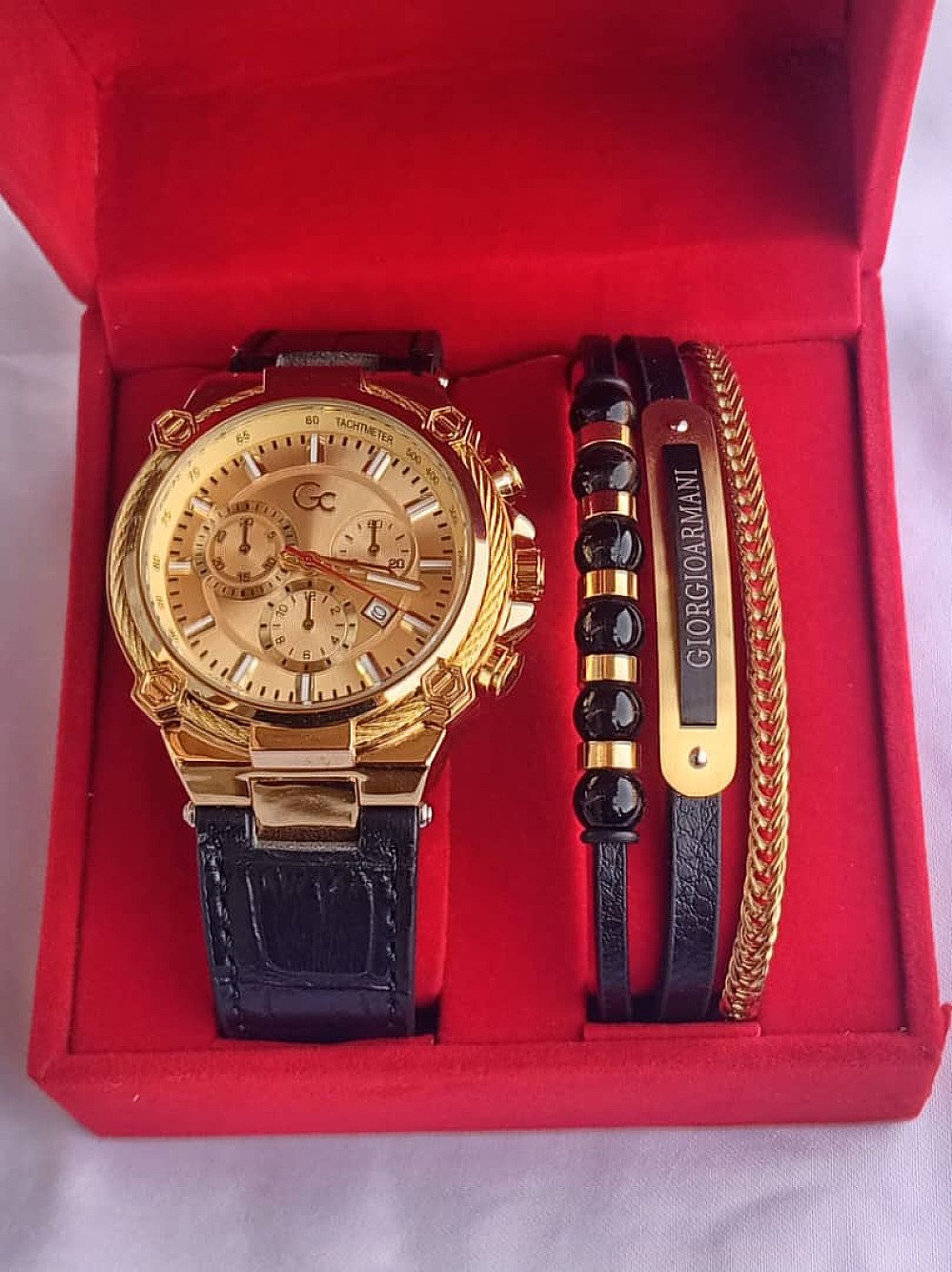 Coffret montre cuir homme