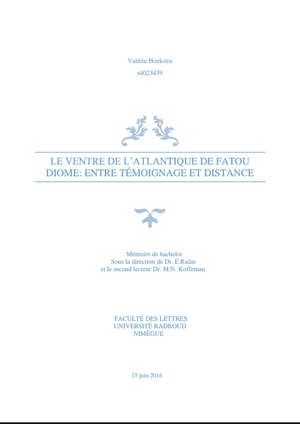LE VENTRE DE L' ATLANTIQUE