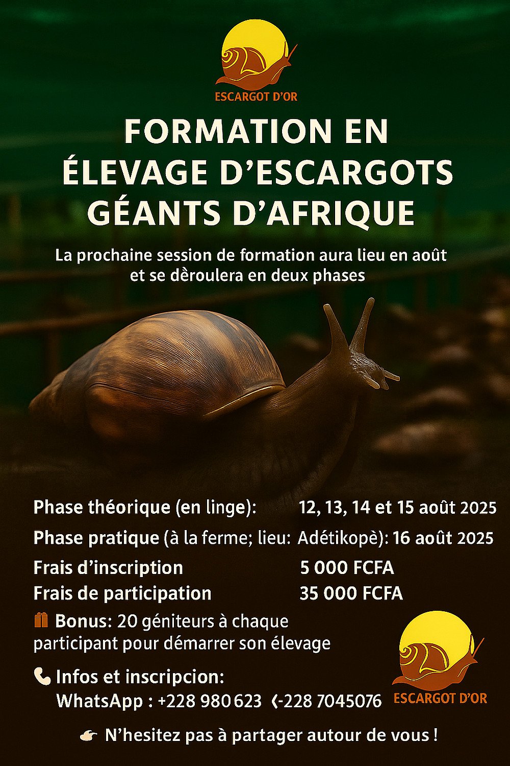 Formation élevage d'escargots